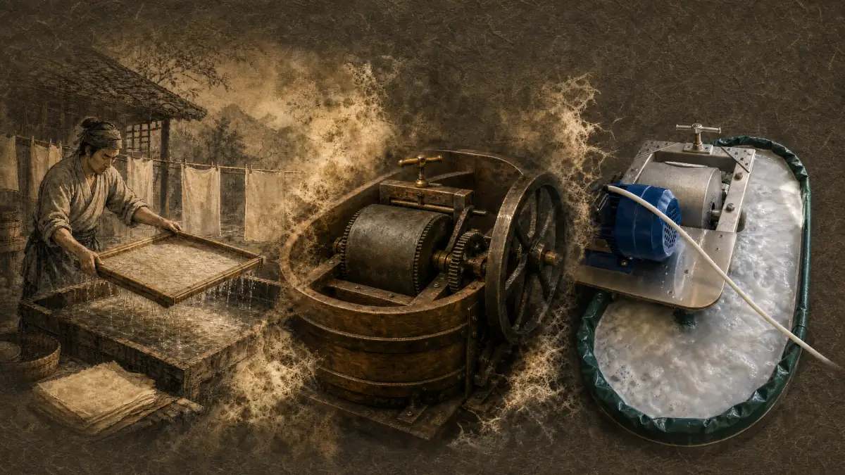 Papermaking: from woodcut to Hollander beater to present
