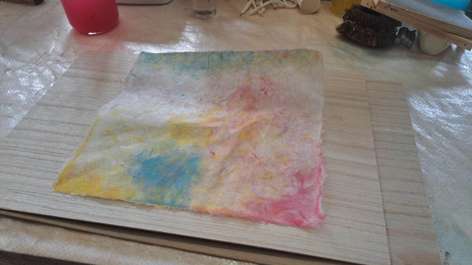 Coloured handmade paper sheet