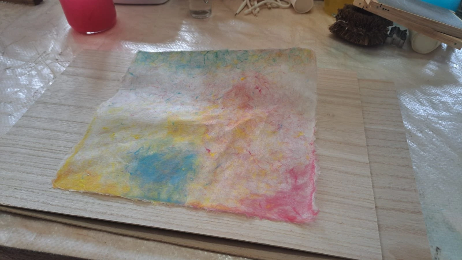 Coloured handmade paper sheet