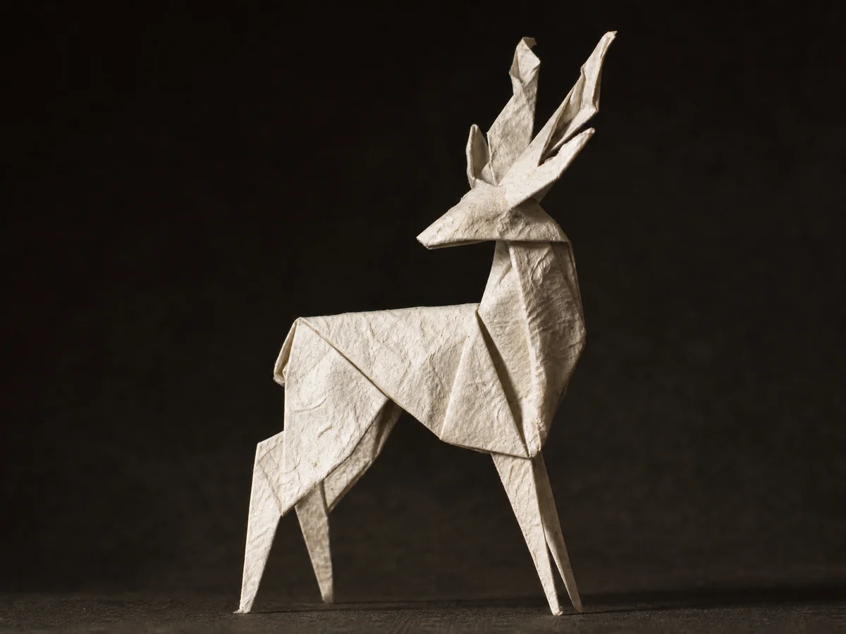 Wet-fold origami deer