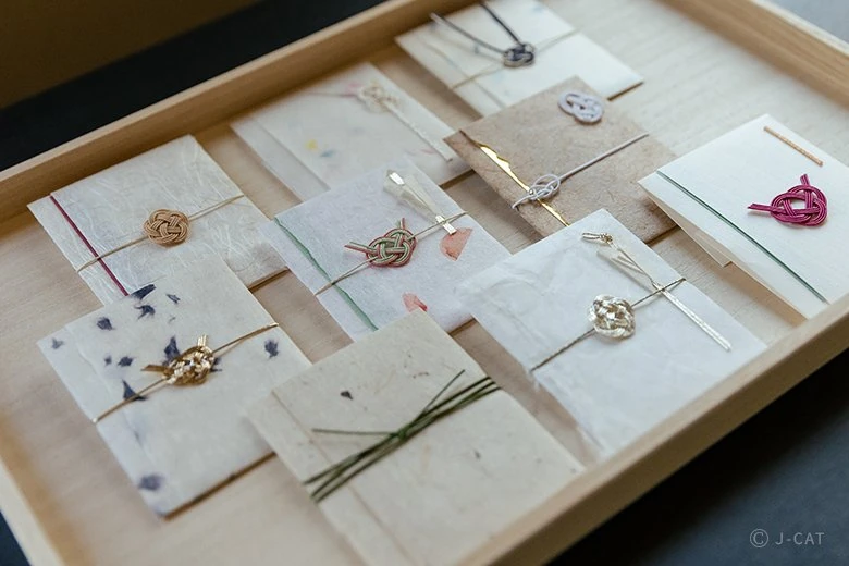 Handmade paper stationery with mizuhiki